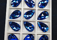 De'Lux Drop Capri Blue-Sapphire 28*17mm Premium стекло капля капри блу-сапфир синий гелиотроп