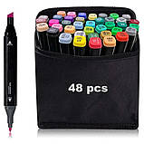 48 маркерів різних відтінків у зручній сумці-чохлі для малювання. Фломастери двосторонні . Маркери 48, фото 4