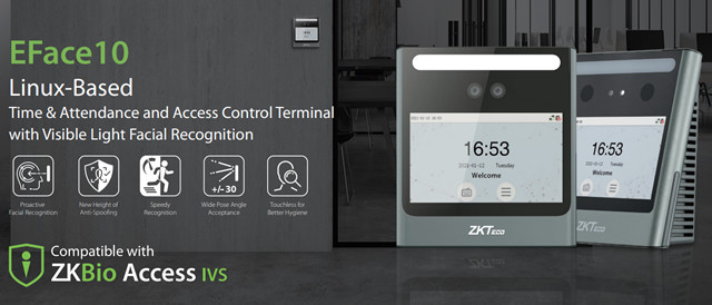 Біометричний термінал контролю відвідуваності співробітників ZKTeco EFace10 Wi-Fi