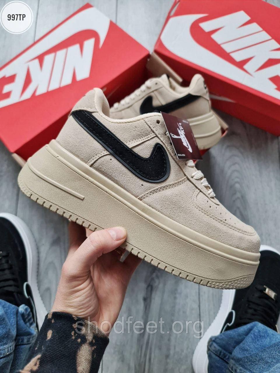 Кросівки Nike Air Force 1 Sage Particle Platform Beige, фото 1