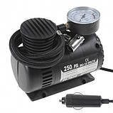 Автомобільний компресор, насос для підкачки шин, манометр Air Compressor DC-12V / 250 PSI, чорний, фото 3