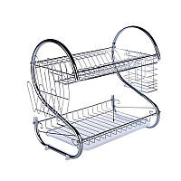 Стійка для сушіння посуду Kitchen storage rack, нержавіюча сталь, кишеня для ложок і виделок