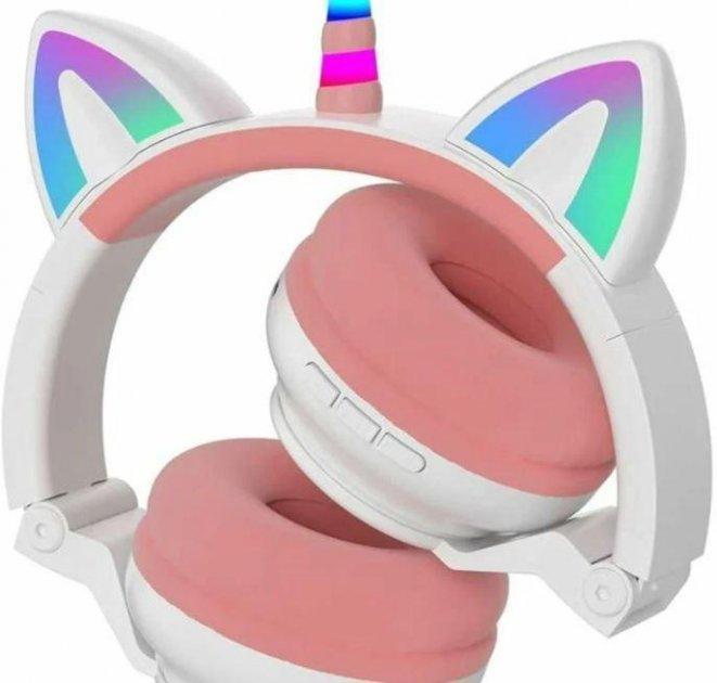 Дитячі бездротові навушники Єдиноріг Cat STN-27 LED Bluetooth навушники з котячими вушками і підсвічуванням
