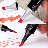 Набір маркерів 36 кольорів для малювання скетчинга Фломастери двосторонні, фото 4