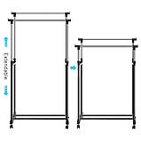 Подвійна регульована вішалка стійка для одягу підлогова телескопічна Double-Pole B Black, фото 6