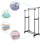 Подвійна регульована вішалка стійка для одягу підлогова телескопічна Double-Pole B Black, фото 7