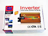 Інвертор автомобільний 12V-220V 1000W перетворювач напруги UKC, фото 4