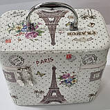 Скринька для прикрас Сундучок косметичка валізка на блискавці, Ейфелева вежа, фото 3