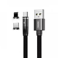 Магнитный USB кабель Remax RC-169th magnetic 3 in 1 black