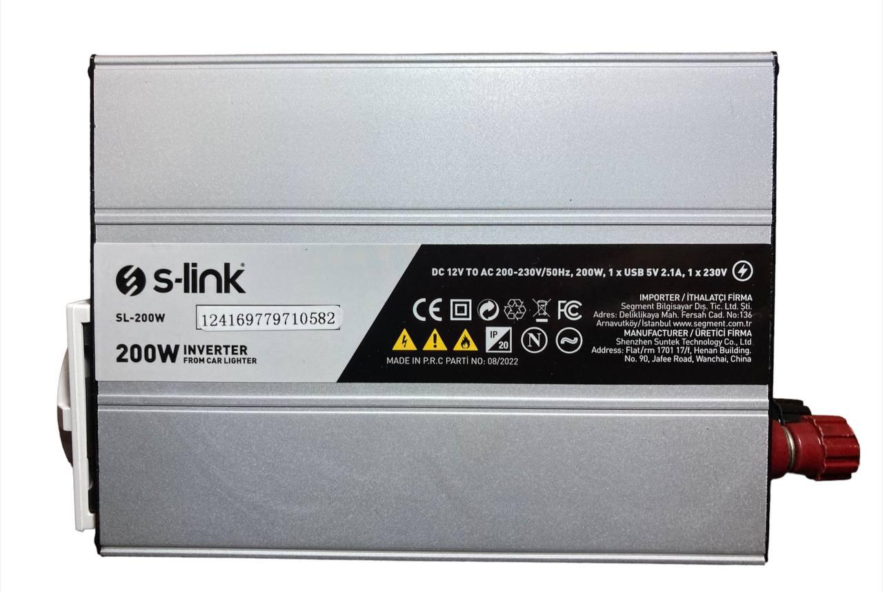 Перетворювач автомобільного струму S-LINK 12 220W 200W інвертор для котла, чиста синусоїда