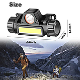 Ліхтар на голову Bailong BL-8101 XPE+COB з акумулятором і зарядкою через USB, фото 5