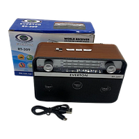 Потужний портативний радіоприймач Everton RT-309 FM/AM/SW/Bluetooth/USB з ліхтариком