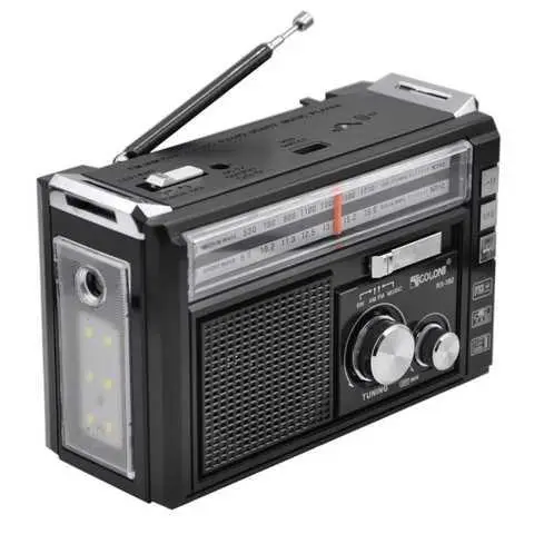 Радіоприймач на акумуляторі Golon RX-382 FM/AM/SW з ліхтариком LED Чорний