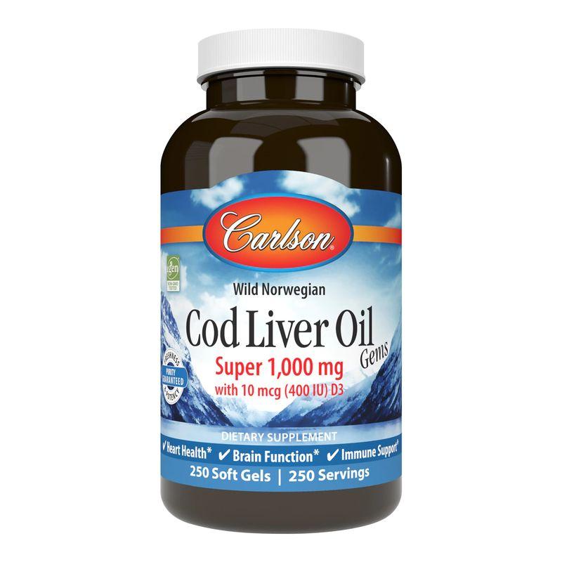 Cod Liver Oil Super 1000 mg Carlson Labs, 250 софтгель