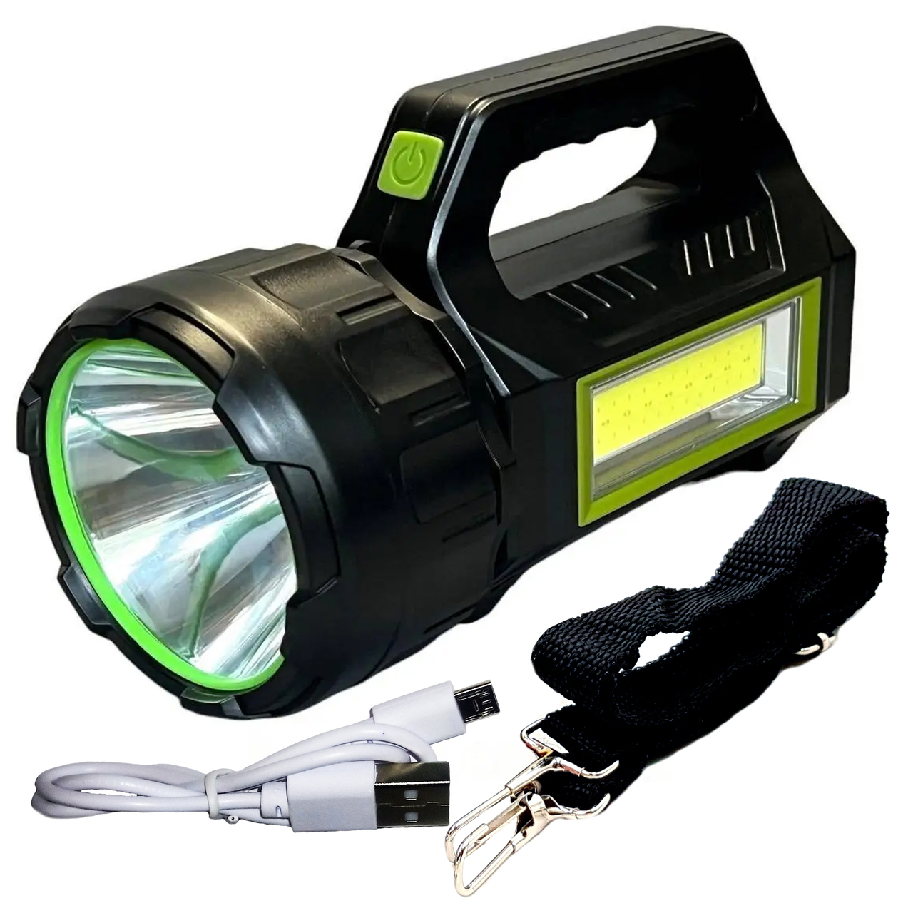 Ручний ліхтар-прожектор на акумуляторі Haoerliang HEL-T95-LED+COB, USB, Power Bank на сонячній батареї