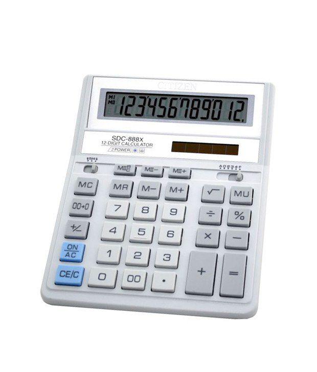 Калькулятор Citizen SDC-888 ХWH, 12 розрядів, біло-сірий