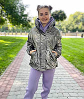 Демисезонная куртка на девочку подростковая модная курточка графитовая 140-158р