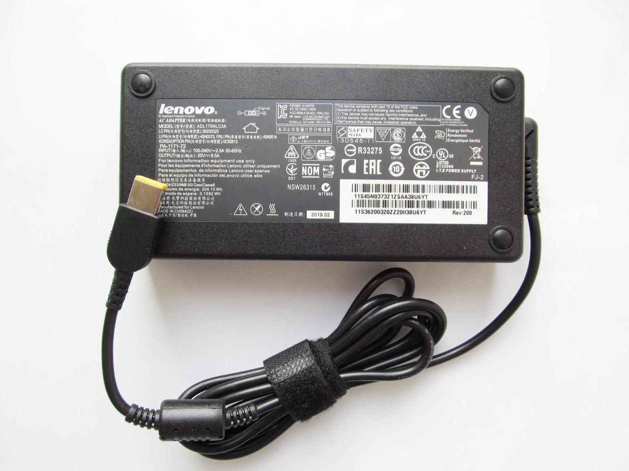 Блок живлення Lenovo 170W Slim-корпус 20 V, 8.50 A, роз'єм прямокутний (pin inside) [3-pin]
