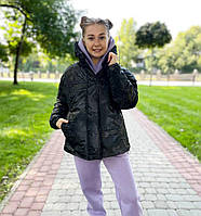 Демисезонная куртка на девочку подростковая модная курточка черная 140-158р