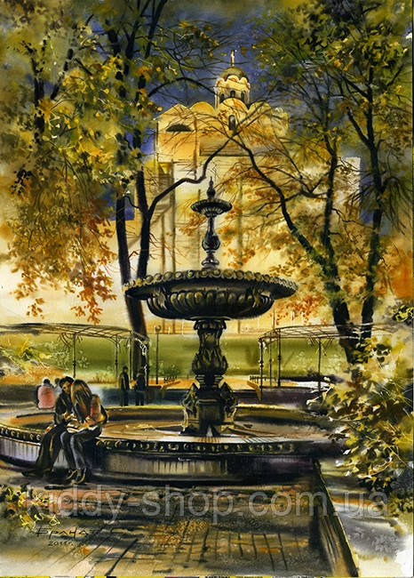 Алмазна вишивка. Картина на підрамнику "Фонтан. Худ. Брандт" , розмір 40х50см, фото 1