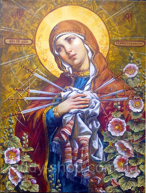 Алмазна вишивка. Картина на підрамнику "Божа Мати - Семистрільна. Худ. Охапкін" , розмір 40х50см