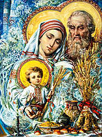 Алмазная вышивка. Картина на подрамнике "Рождество. Святое семейство. Худ. Охапкин" , размер 40х50см