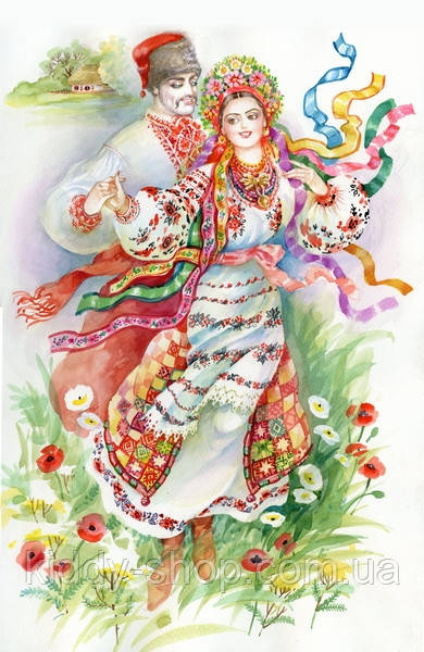 Алмазна вишивка. Картина на підрамнику "Гопак . Худ. Старовойтова" , розмір 40х50см, фото 1