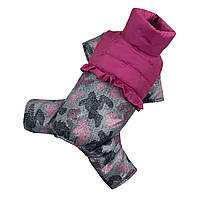 Одяг для собак зимовий комбінезон для дівчаток рюша камуфляж рожевий розмір 4