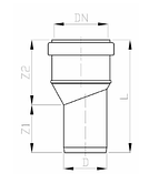 Перехідник каналізаційний Plastbrno пластиковий зворотний 40/50, фото 3