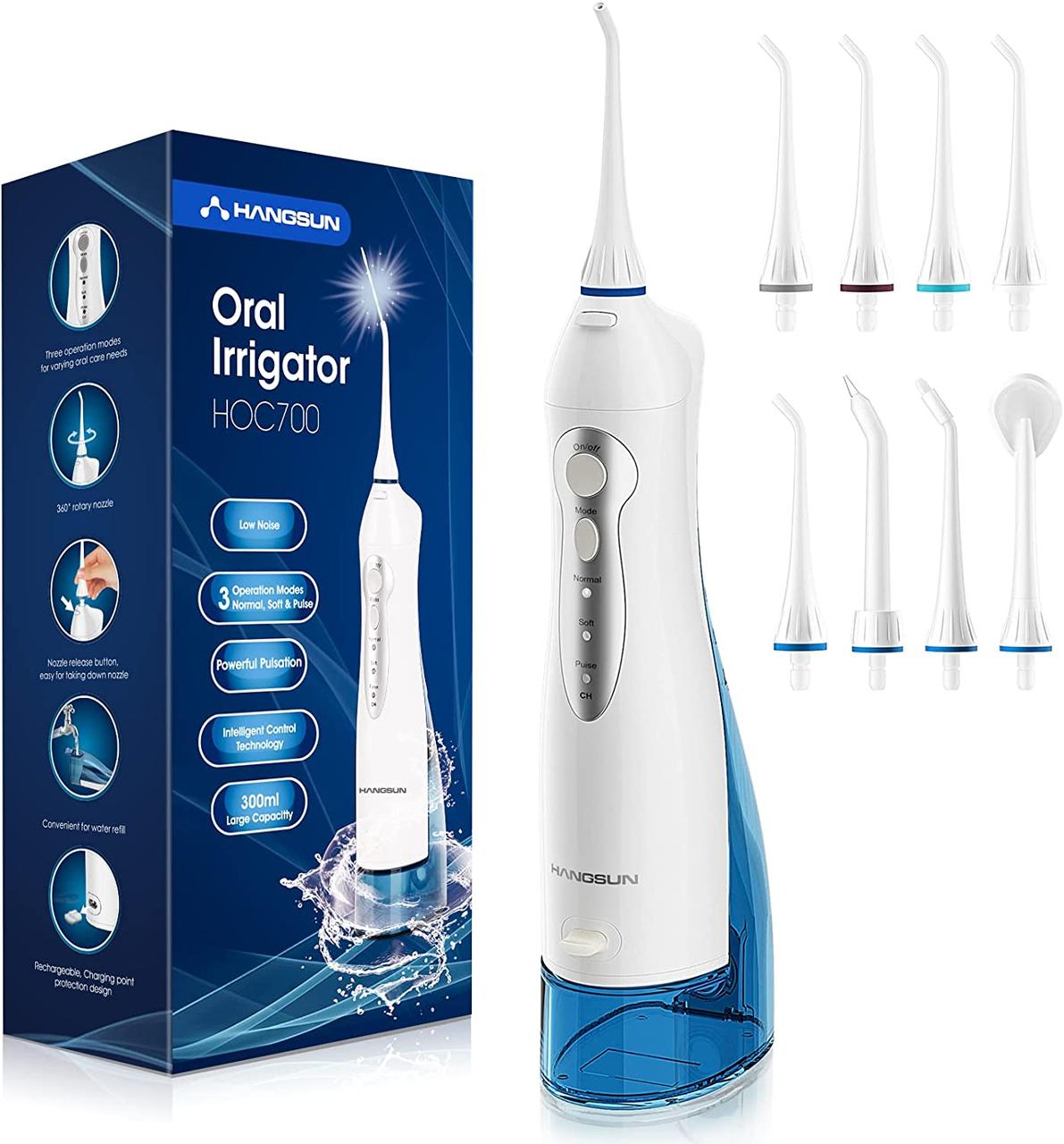 Hangsun Water Flosser Бездротовий іригатор для ротової порожнини Акумуляторний стоматологічний струмінь води HOC700 для брекетів з