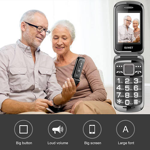 Мобильный телефон Guwet Unlocked GSM Flip, телефоны с большими кнопками ...