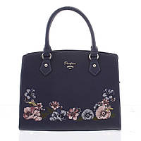 Жіноча синя сумка крос-боді квітковий принт David Jones жіноча компактна сумка через плече