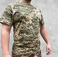 Армійська чоловіча футболка ЗСУ піксель футболка мм14 46-60р тактична якісна футболка х/б футболка військова