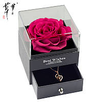 Стабилизированная роза в коробке шкатулке 4 цвета розова