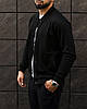 Бомбер чоловічий на кнопках з манжетом, трикотажний демісезонний, стильний чорний, куртка весняна осіння, фото 4