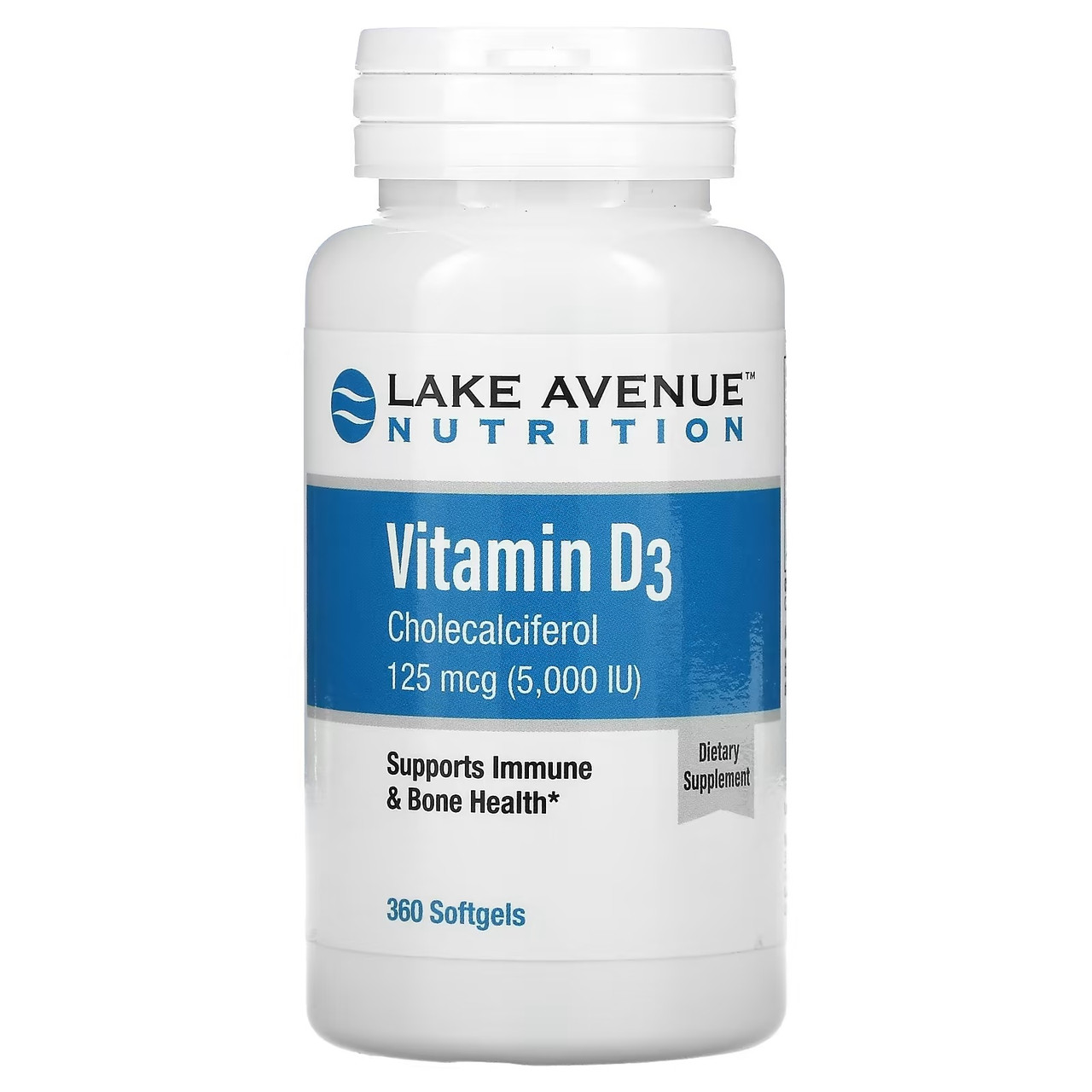 Вітамін D3 Lake Avenue Nutrition Vitamin D3 Cholecalciferol 5000 UI 360 капс.