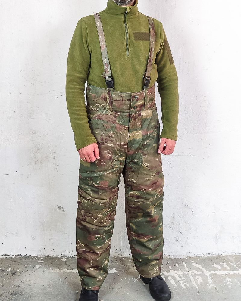 Штани зимові утеплені на підтяжках multicam камуфляж темний, бавовна 100% розмір 56/58 зріст 3/4 (170-176 см)