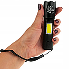Потужний ручний ліхтарик з USB-зарядкою та ZOOM, BL-29-T6 / Тактичний LED ліхтар на акумуляторі, фото 4