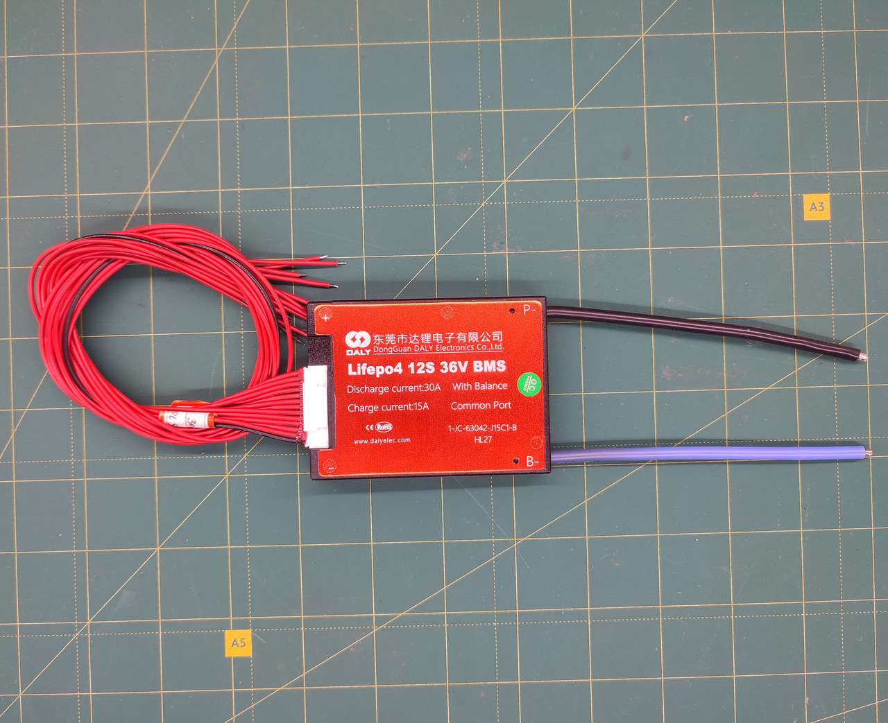Плата BMS Daly LiFePO4 12S 36 вольтів 30 А