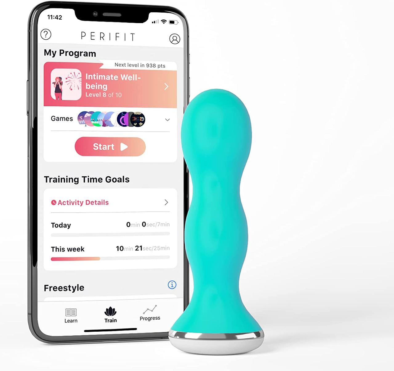 Вібратор Perifit - безкоштовний датчик і додаток | Грайте у відеоігри тазовим дном | Зелений