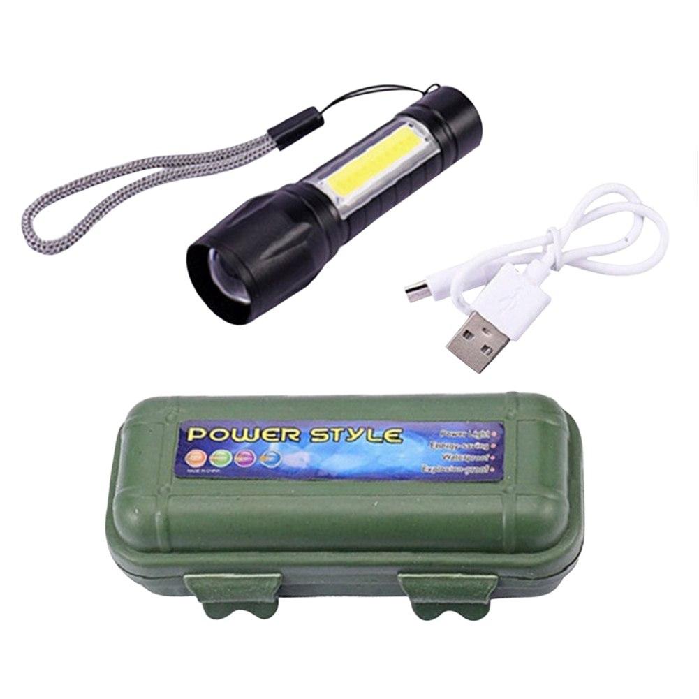 Ліхтар ручний акумуляторний з USB, бічним світлом та ZOOM, XPE+COB