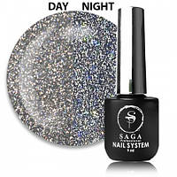 Гель-лак Saga Professional Fiery Gel 15 сріблясто-сірий зі світловідбиваючими шимерами, 9мл