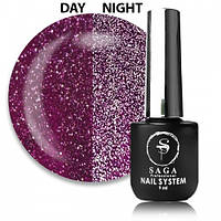 Гель-лак Saga Professional Fiery Gel 10, пурпурова фуксія зі світловідбиваючими шимерами, 9 мл