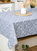 Скатертина лляна 150х150 см (квадратна, на круглий стіл) Вензель темний