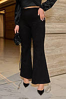 Жіночі чорні замшеві штани-кльош