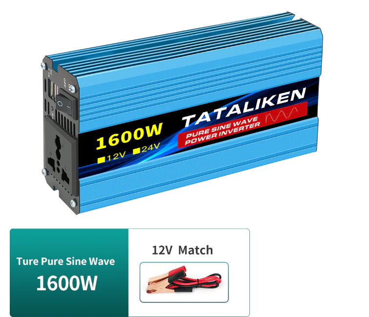 Перетворювач напруги інвертор Tataliken LeD 12v-220v 1600w правильна синуcоїда