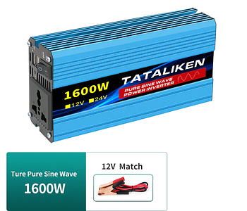 Перетворювач напруги інвертор Tataliken LeD 12v-220v 1600w правильна синуcоїда