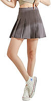 Jednolity ciemnoszary 42 Короткая плиссированная юбка Hoerev для теннисной школы с завышенной талией для