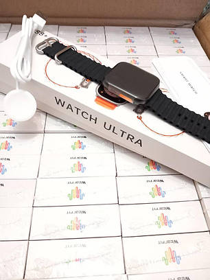 Смарт-годинник Smart Watch GS8+ Ultra чорний безрамкового екрана (повідомлення, дзвінки, голос виклику), фото 1