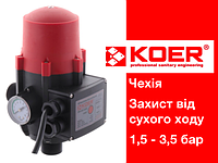 Контроллер давления KOER KS-3 электронный для насоса до 1,1кВт, угловой 1", с кабелем